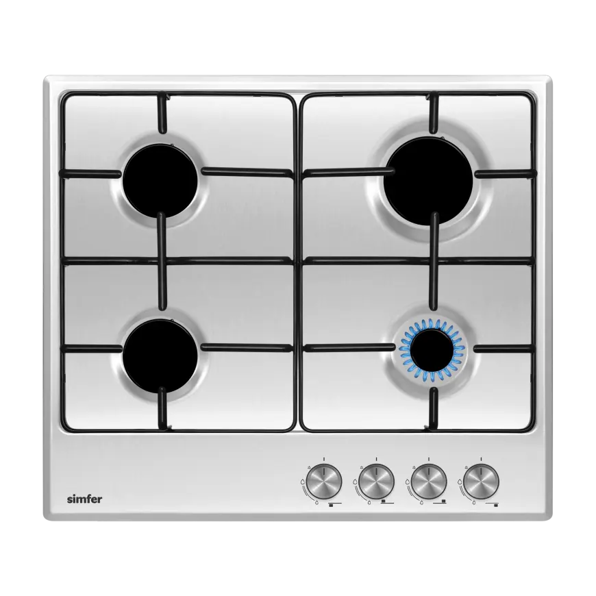 Simfer H6400VGRIM 4 Gas Hob - Inox | Hotpoint Rwanda